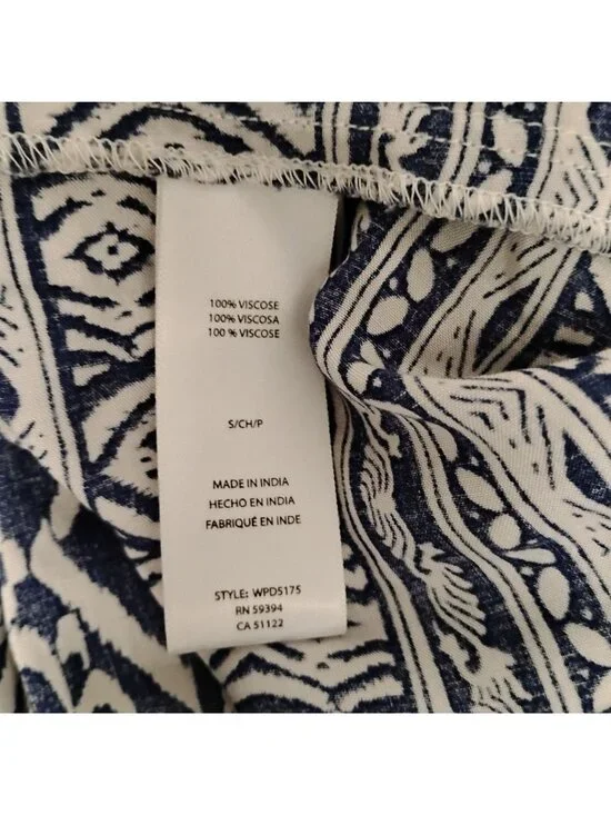 Beachlunchlounge S Dress Blue & White 3/4 Sleeve High Low Above the Knee Viscose - Picture 4 of 9